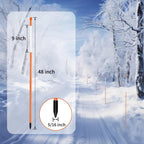 Growsun Driveway Marker 48 inch Orange Fiberglass 5/16 inch Dia Snow Fence Reflective Plow Stakes for Yard Walkways Parking Lots Safety Rods Edge, 25 Pack