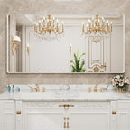LOAAO 72x40 Inch White Metal Framed Bathroom Mirror for Wall, White Bathroom Vanity Mirror Farmhouse, Large Rounded Rectangle Mirror, Anti-Rust, Tempered Glass, Hangs Horizontally or Vertically
