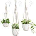 Mkono 3 Pack Macrame Plant Hangers Hanging Planters for Indoor Plants Ivory