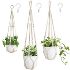 Mkono 3 Pack Macrame Plant Hangers Hanging Planters for Indoor Plants Ivory