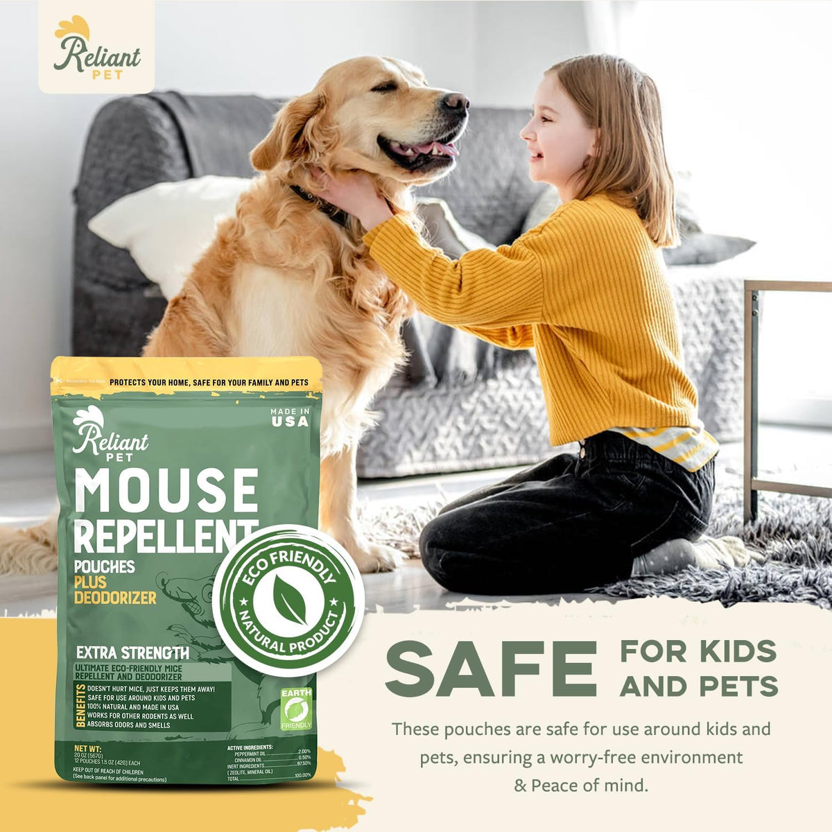 Mouse Repellent Pouches - Rodent Repellent Made in USA (12 Pouches) - Keep Rodents Out of Cars Engines - Mice Repellent Indoor and Outdoor - Mouse Deterrents That Work with Peppermint Oil