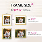 FIXSMITH 8x10 Picture Frame Bulk-6 Pack, Gold Picture Frames Collage Wall Decor, Wall & Tabletop Picture Frames, Photo Frame with HD Plexiglass, Display Pictures 5x7 with Mat or 8x10 Without Mat