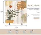 Glawry Beige Green Boho Shower Curtain Mid Century Abstract Plant Tropical Palm Leaf Modern Minimalist Bathroom Arch Geometric 72Wx72L Inches Bath Accessories Art Home Decor Fabric 12 Pack Hook
