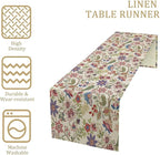 Spring Floral Table Runner, Boho Floral Pattern Natural Plant Table Decoration for Home Kitchen Restaurant Holiday Party,13in（33cm） W * 60in（152cm） L