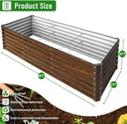 SnugNiture 2-Pack 6x2x2FT Galvanized Raised Garden Bed Kit, Metal Planter Box for Planting Plants Vegetables, Brown