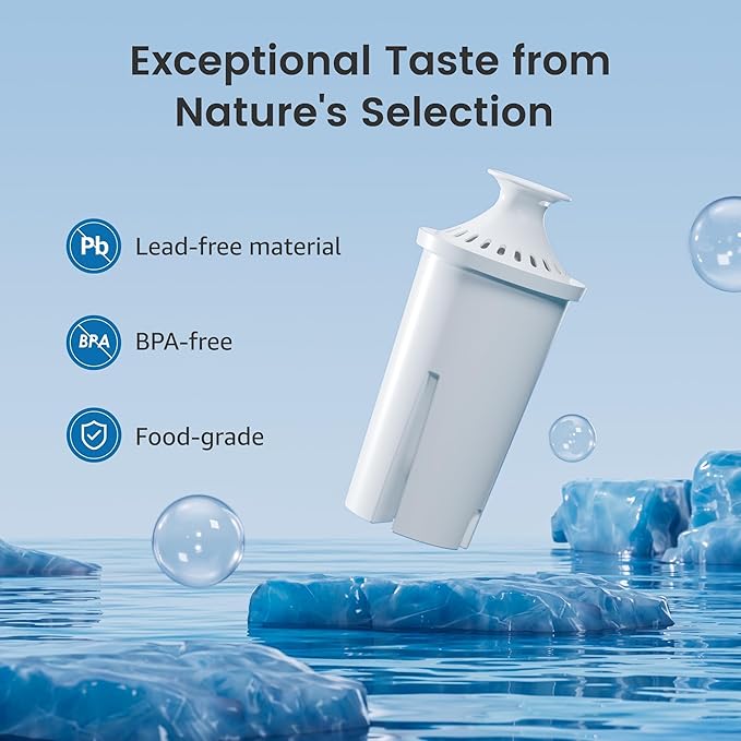 AQUA CREST Replacement for Brita® Water Filter, Pitchers and Dispensers, Classic OB03, Mavea® 107007, and More, NSF Certified Pitcher Water Filter, 2 Count