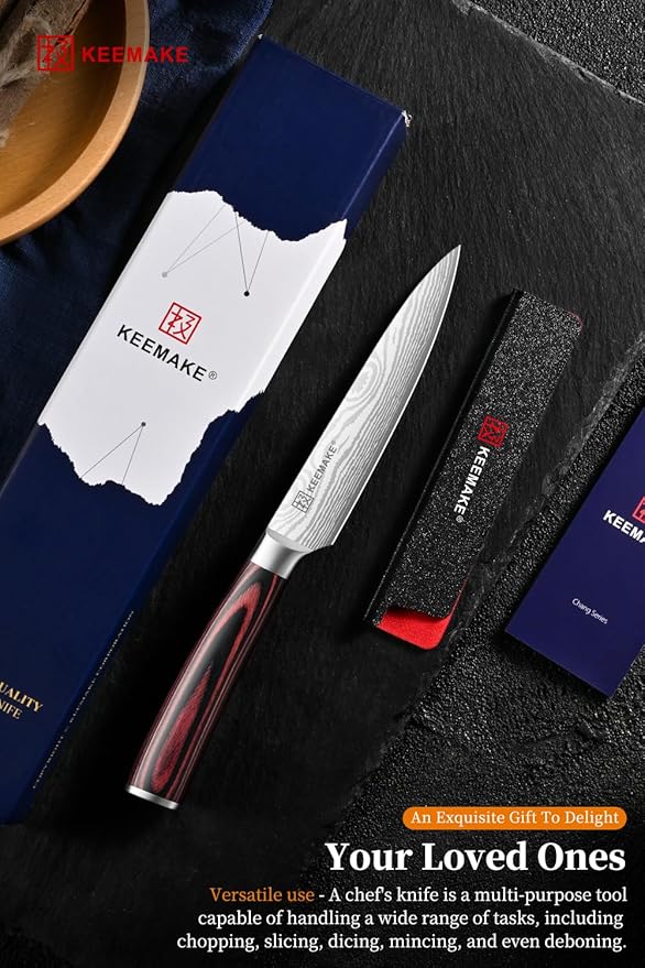 KEEMAKE Kitchen Utility Knife, 5 Inch Chef Knife,Ultra Sharp High Carbon Stainless Steel,Tomato Knife for Fruit and Vegetable Cutting with Ergonomic Handle, Paring Knife for Kitchen