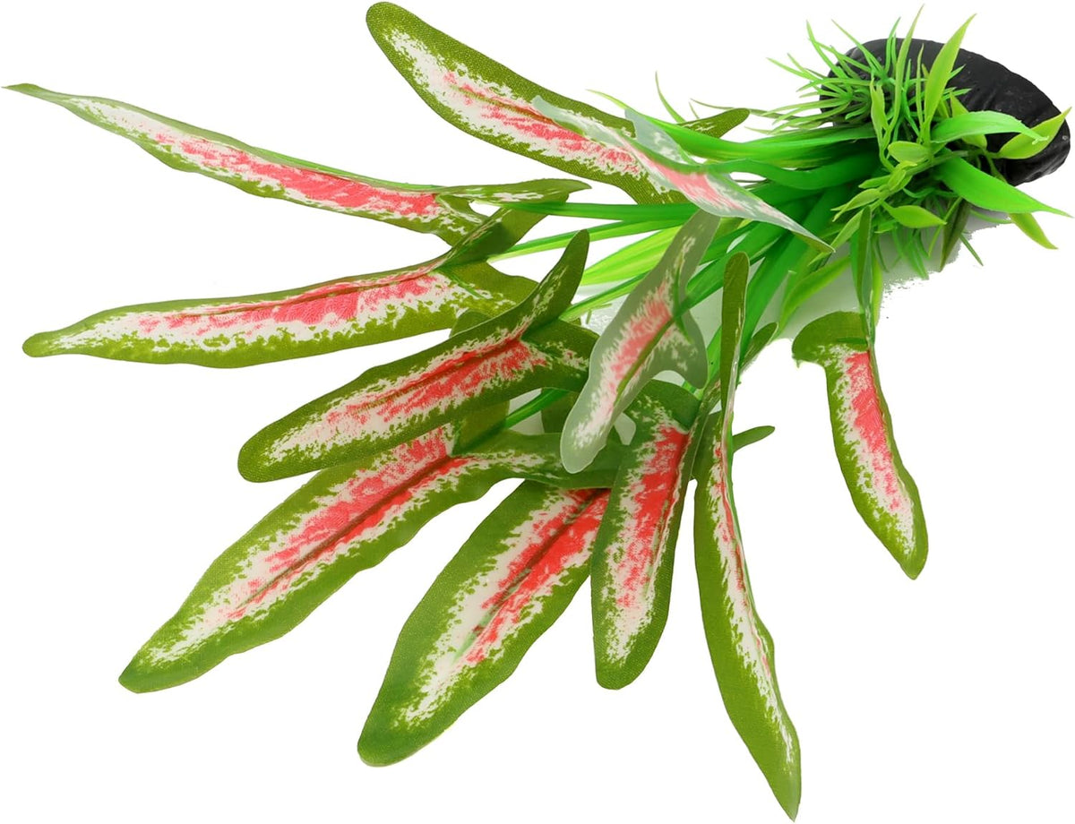 Silk Aquarium Plants for Betta Fish Tank, 2 Pcs 8 Inch Small Silk Aquarium Plant Aquatic Water Grass Decoration (Green-Wine, 8 Inch)