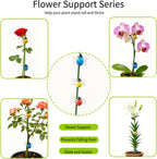 16.5 Inch Plant Stakes - 10 Pcs Bendable Plant Support Stakes Green with 10 Clips & 5 Adorable Ladybug Clips for Indoor Outdoor Potted Plants, Orchids, Tomatoes, Flowers Gardening