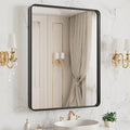 LOAAO 20X16 Inch Black Metal Framed Bathroom Mirror for Wall, Matte Black Bathroom Vanity Mirror Farmhouse, Large Rounded Rectangle Mirror, Anti-Rust, Hangs Horizontally or Vertically