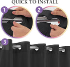 Extra Long No Hook Black Shower Curtain or Liner Soft Microfiber - 84" Length Fabric Shower Curtain Liner Set, Machine Washable & Water Repellent, Black, 71x86
