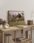 InSimSea Framed Canvas Wall Art Vintage Decor, Old Cottages Countryside Landscape Large Canvas Wall Art, Rustic Farmhouse Wall Decor for Bedroom Living Room Bathroom, 16"x24"