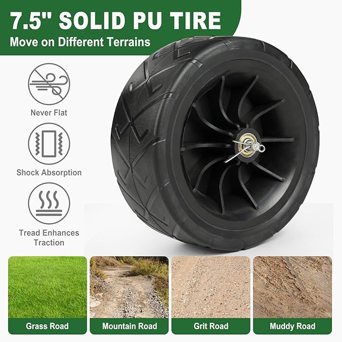 VINGLI 4-Wheel Garden Hose Reel Cart with Storage Basket, Portable Residential Hose Reel Cart, Lawn Watering, for Garden Backyard and Farm