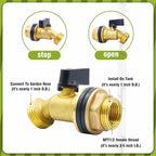 GHT 3/4 spigot for rain barrel, brass bulkhead water barrel spigot kit for diy tank parts and accessories connect garden hose outdoor bucket (1 pc)