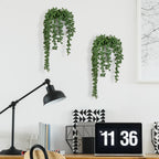 MyGift Artificial Faux String of Pearls Plants in White Ceramic Wall Hanging Planter Pot with Jute Rope, Set of 2