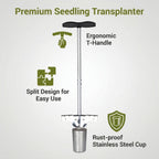 CRAFTZONE Bulb Planter Tool with Long Handle and Foot Pedal Heavy Duty High Carbon Steel Garden Dibber Sod Plugger Cutter for Planting Bulbs Tubers and Lawn Care for Digging Grass Plug Soil Tulips