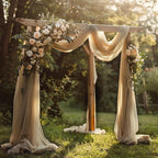 Wokceer Wedding Arch Draping Nude 2 Panels 28.7" x 20FT Sheer Fabric Drapes Backdrop for Ceremony, Birthday Party, Bridal Shower Decoration