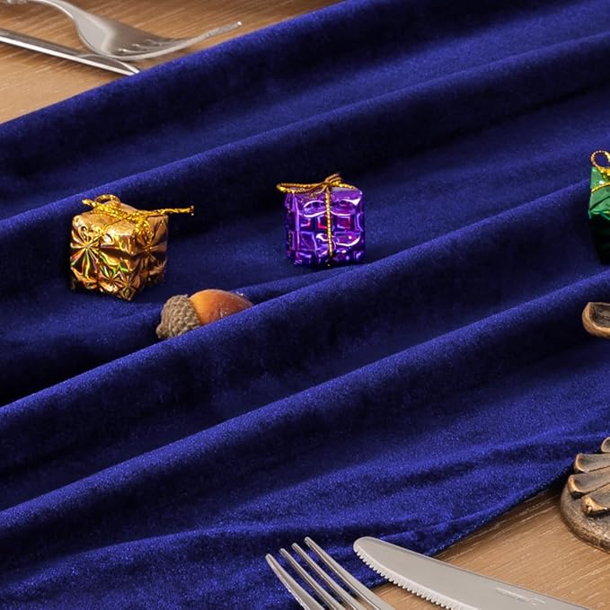 MLMC 2 Pack Royal Blue Velvet Table Runner 10ft Glossy Luxury Velvet Cotton Table Runner 20x120 Inches Wedding Runner for Bridal Shower Birthday Party Decor