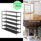 TY ARTS & CULTURE 2 Pack 6-Tiers Shoe Rack Organizer, Sturdy Metal Pipes & Durable Non-Woven Fabric, Space Saving Tall Shoe Shelf Hold 48-60airs, Shoe Rack for Entryway (Black)