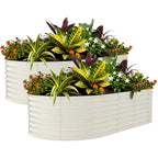 Garvee 2 Pack 8x4x2ft Galvanized Raised Garden Bed, Oval Metal Planter Box