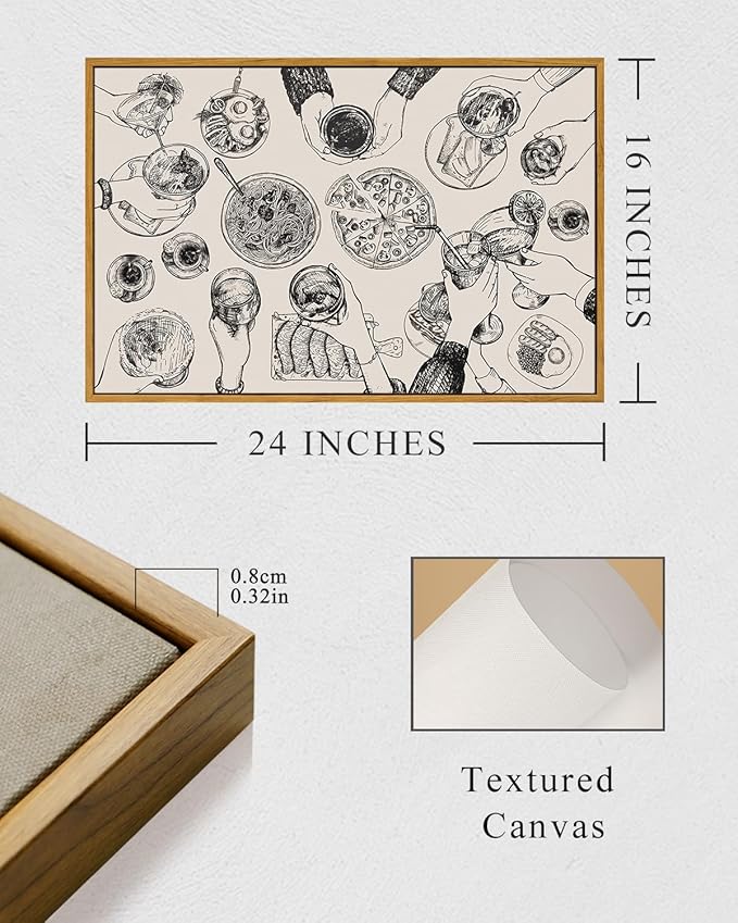 InSimSea Framed Wall Art for Living Room Abstract Modern Dining Room Canvas Art Wall Decor Rustic Artwork Farmhouse Oil Painting Pictures Prints Kitchen Decor Gallery Boho Vintage Decor Office 16x24In