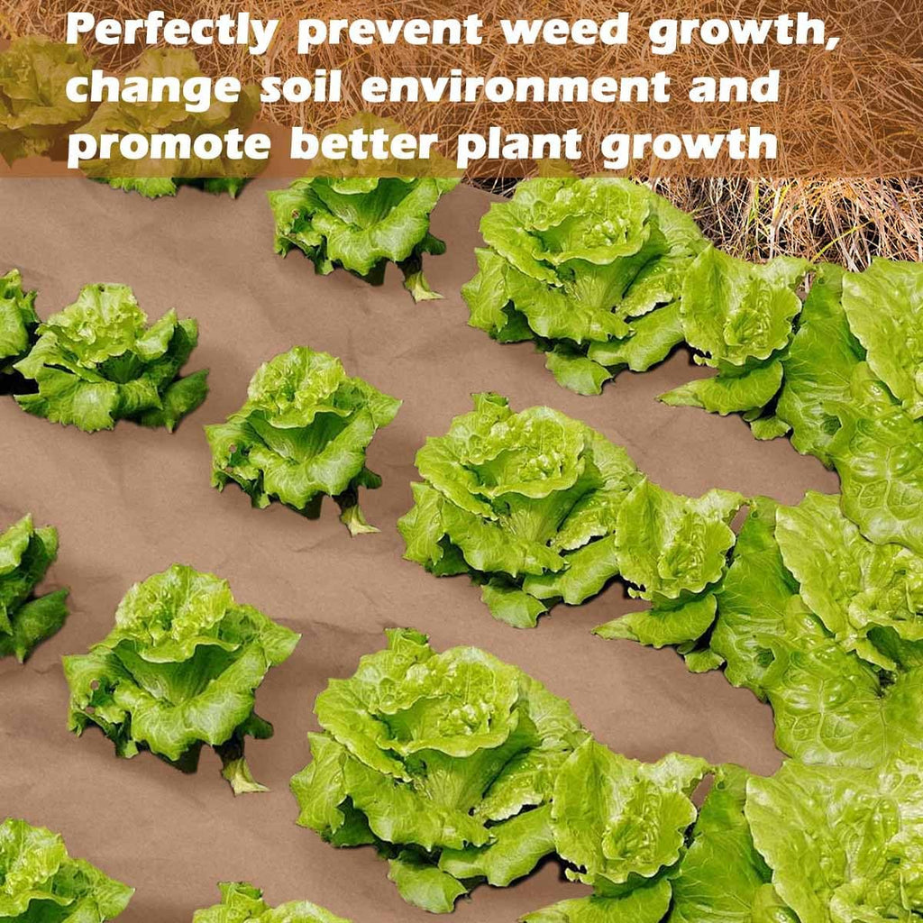 4 x 50 Ft Biodegradable Paper Weed Barrier Heavy Duty Biodegradable Landscape Fabric Garden Bed Grass Garden Paper Weed Control Barrier Weed Paper for Landscaping