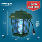 Flowtron Electric Bug Zapper 1/2 Acre Outdoor Insect Control with Dual Lure Method, 15W UV Light & Octenol Attractant for Fly & Mosquito, 5600V Kill Grid, Made in USA, UL Certified - Green Color