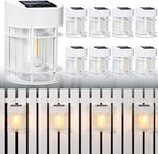 Solar Fence Lights, 8 Pack Deck Light Solar Powered, Waterproof Solar Outdoor Lights Decorative for Garden Backyard Fence Post Patio, White