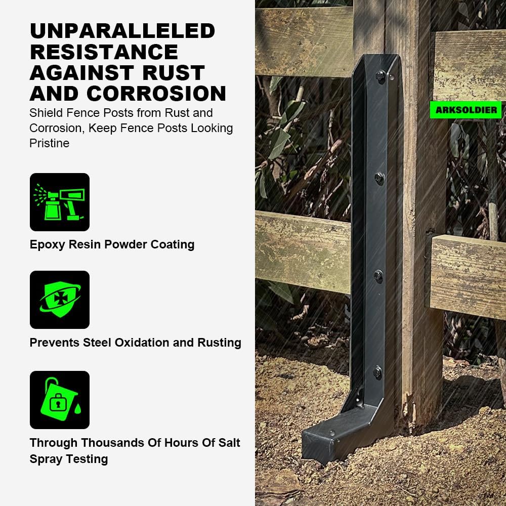Fence Post Repair Kit - Thickened 11-Gauge Steel Anchor & Stakes to Fix Broken/Leaning 4x4/6x6 Wood Post Support (Heavier at 5.47 lbs, 1-Pack)