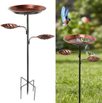 3 in 1 Metal Bird Bath for Outside, 35.43" Freestanding Birdbath with 5 Prong Stake Base, 12" Bowl, Vintage Bronze, Garden Patio Yard Decor