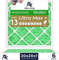 MervKing 20x20x1 Air Filter Actual Size: 19.7" x 19.7" x 0.75" MERV 13 MPR 1500-1900 | MADE IN USA | 6-Pack | Pleated HVAC AC Furnace Replacement