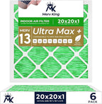 MervKing 20x20x1 Air Filter Actual Size: 19.7" x 19.7" x 0.75" MERV 13 MPR 1500-1900 | MADE IN USA | 6-Pack | Pleated HVAC AC Furnace Replacement