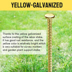 16 Inch Rebar Stakes - 1/2 Inch Diameter Galvanized Steel Ground Anchors - Heavy Duty Plant Support Garden Stake for Speed Bump, Wheel Stop, Tent (6 Pack)