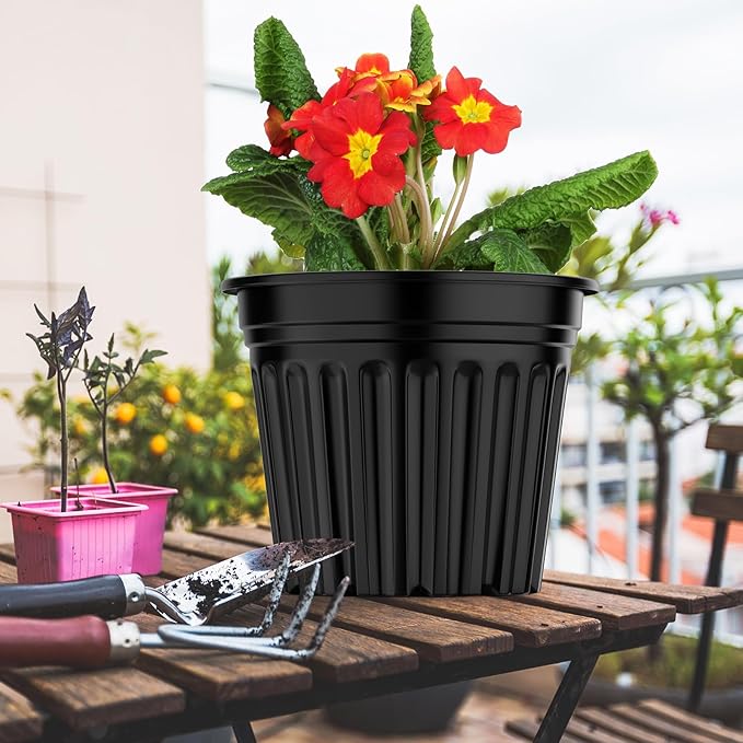 100 Pcs 3 Gallon Planter Nursery Pots, Seed Starting Pot Plastic Flower Seedling Pots with Drainage Holes Flexible Plant Container for Garden Lawn Yard Plants Seedlings (100, 3 Gallon)