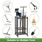 Garden Tool Organizer, Garage Tool Organizer & Garage Organization, Heavy Duty Steel Tool Storage Rack Holds 35 Rakes, Brooms Tools, Broom Holder and Mop Holder, Shed Organizer for Home Organization