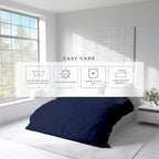 Kotton Culture 3 Pc California King Size Duvet Cover Set -100% Egyptian Cotton Sateen 600 Thread Count Ultra Soft Premium Durable Comforter Cover Zipper Closure & Corner Ties (Navy Blue,104"x98")