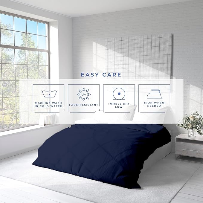 Kotton Culture 120"x120" 1 Pc Super King Plus/Super Oversize King Duvet Cover Only 100% Egyptian Cotton - 600 TC Comforter Cover, Zipper Closure & Corner Ties -Fits Only Extra Large Inserts -Navy Blue
