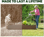 Plant & Plot Galvanized Raised Garden Beds Outdoor // 6×3×1 ft Planter Raised Beds for Gardening, Vegetables, Flowers (Dark Wood Grain) // Large Metal Garden Box // Patented Tool-Free Design