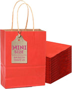 qiqee 24 Pcs Red Mini Paper Gift Bags with Handles 6"x4.5"x2.5" Small Brown Kraft Party Favor Bags Treat Bags Multiple Uses (Mini size)