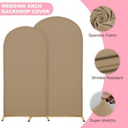 Wedding Arch Covers Arch Backdrop Cover Arch Stand Covers 7.2FT 6.6FT 6FT Set of 3 Arch Cover Spandex Fabric Stretchy Backdrop for Wedding Birthday Party Decoration Baby Shower (Khaki)