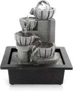 Dyna-Living Water Fountains Indoor Tabletop Water Fountain with LED Rolling Ball Feng Shui Waterfall Fountain for Modern Home Decor Office Living Room Decoration