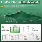 Flexzion 8x8 Gazebo Canopy Replacement Top Waterproof Cover - Outdoor Gazebo Canopy Cover - Double Tier UV30 Cover for Canopies, Garden, Patio, Yard Tent (Green)