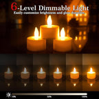 HL Flameless Candles with Remote & Charging Base,6pcs 50+Hours Rechargeable Battery Operated Tea Lights Timer Candles, LED Votive TeaLights Yellow Light for Halloween Christmas Table Centerpiece