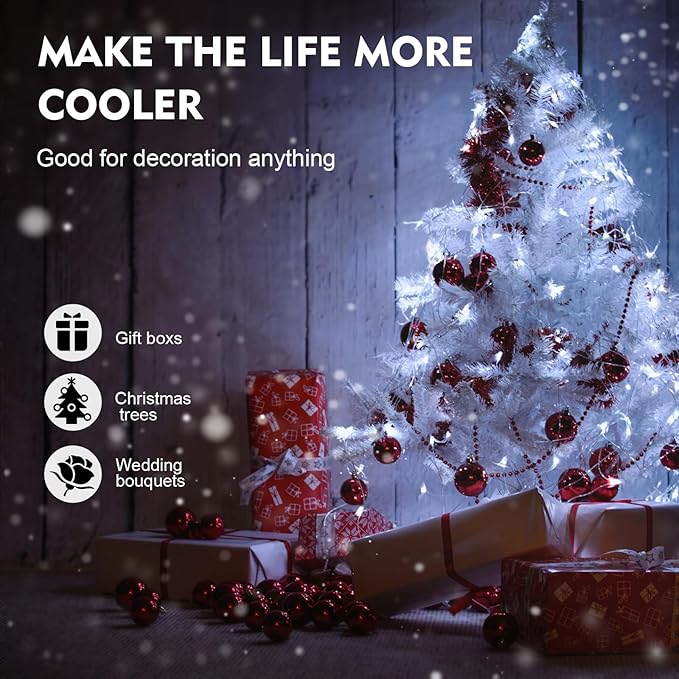 Aogist Led Fairy Lights 3 Modes Battery Operated String Lights Waterproof Silver Wire 7 Feet Firefly Starry Moon Mason Jar Lights for DIY Wedding Party Christmas (Red, 8 Pack)