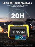 Portable Bluetooth Speakers - Wireless Jobsite Speaker 80W Peak, TWS, Light Shows, Loud Speaker with Deep Bass, BT 5.3, IPX6 Waterproof, 20H Playtime for Outdoor Beach Camping Garage - Yellow