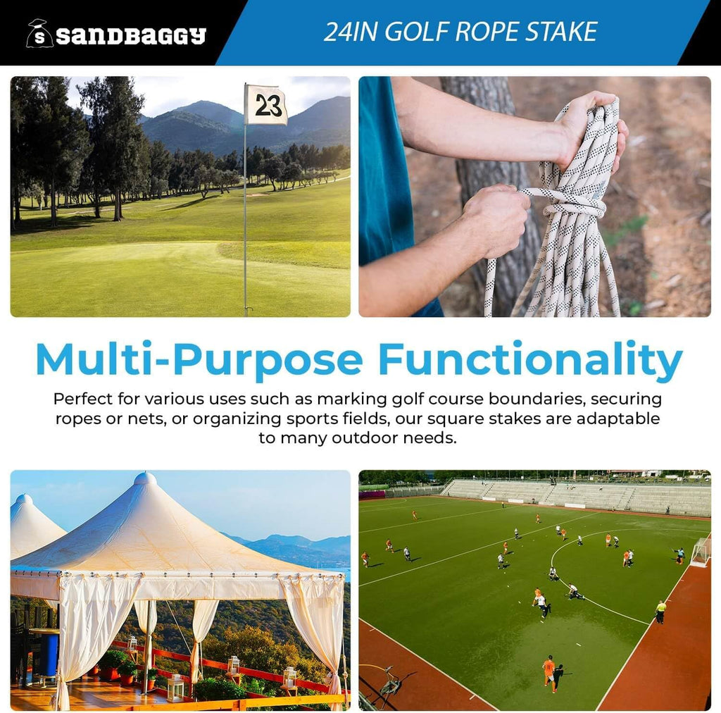 24" Golf Rope Stake - Square Stake (UV Resistant) (24 inch, 1, Count)