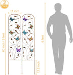 LEWIS&WAYNE 2 Pack Metal Garden Trellis with Colorful Butterfly 60 Inch High Outdoor Decoration Arched Fence Trellis for Climbing Plants for Patio, Lawn, Yard, Backyard, Wall Brackets