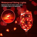1 Pack Valentine’s Day Red Heart Fairy String Lights 16FT 50 LEDs Valentine's Day Lights Battery Powered Mother Day Decor