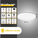 Hamilyeah 48W Flush Mount Ceiling Light, 20 inch LED Ceiling Light Fixture, 5000K Daylight Simple Close to Ceiling Light for Living Room, Dining Room, Bedroom, Hotel, Office