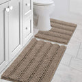 H.VERSAILTEX Bathroom Rugs Bath Rug Set 2 Piece Bathroom Contour Rug Toilet Mat Sets Non Slip Contour Bath Rug Ultra Thick Water Absorbent Striped Bath Mats(20" x 32" Plus 20" x 20" U, Taupe Brown)